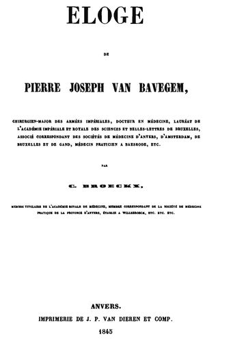 Kaft van Eloge de Pierre Joseph Van Bavegem